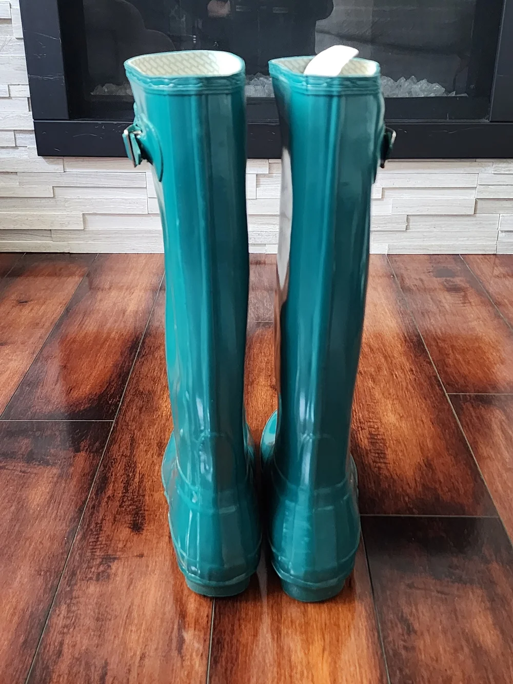 Hunter Original Tall Gloss Rain Boots Teal Green Women's US 8 / EU 39 Waterproof